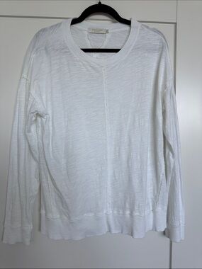 mododoc White Slub Knit Long Sleeve Tee